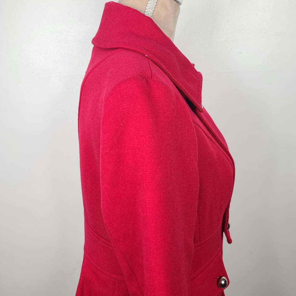 White House Black Market Berry Red Military Inspired Pea Coat M - Picture 7 of 16